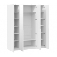 Шкаф для одежды Порто 580 с 2 глухими и 2 зеркальными дверями (Белый Жемчуг, Белый софт) - Изображение 2